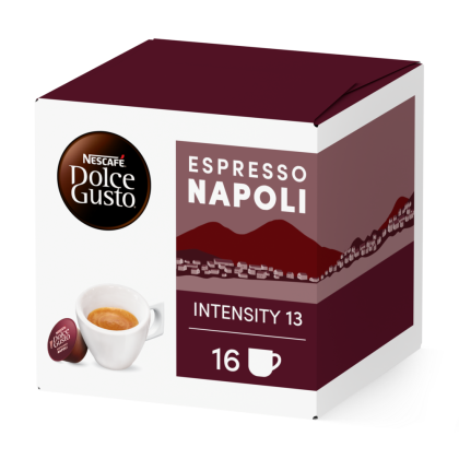 Front view of Ristretto Napoli (16 pods) box