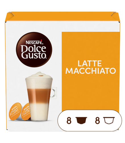 Front view of Latte Macchiato (16 pods) box